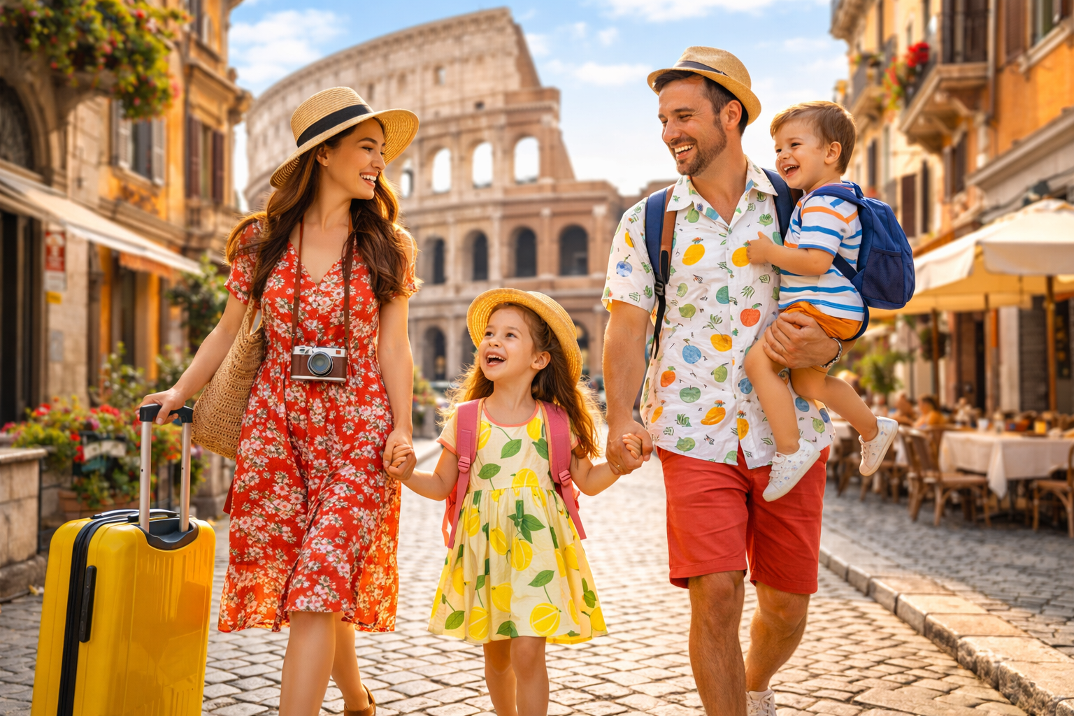 family exploring Italy with children